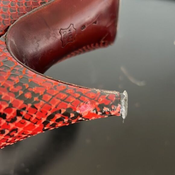 Vintage Bruno Magli Red Snake Skin Heels - Picture 6 of 11